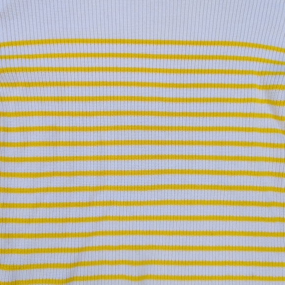 Gap Brand Boatneck Yellow/White Striped Sweater Medium Merino Wool Blend - Picture 9 of 9